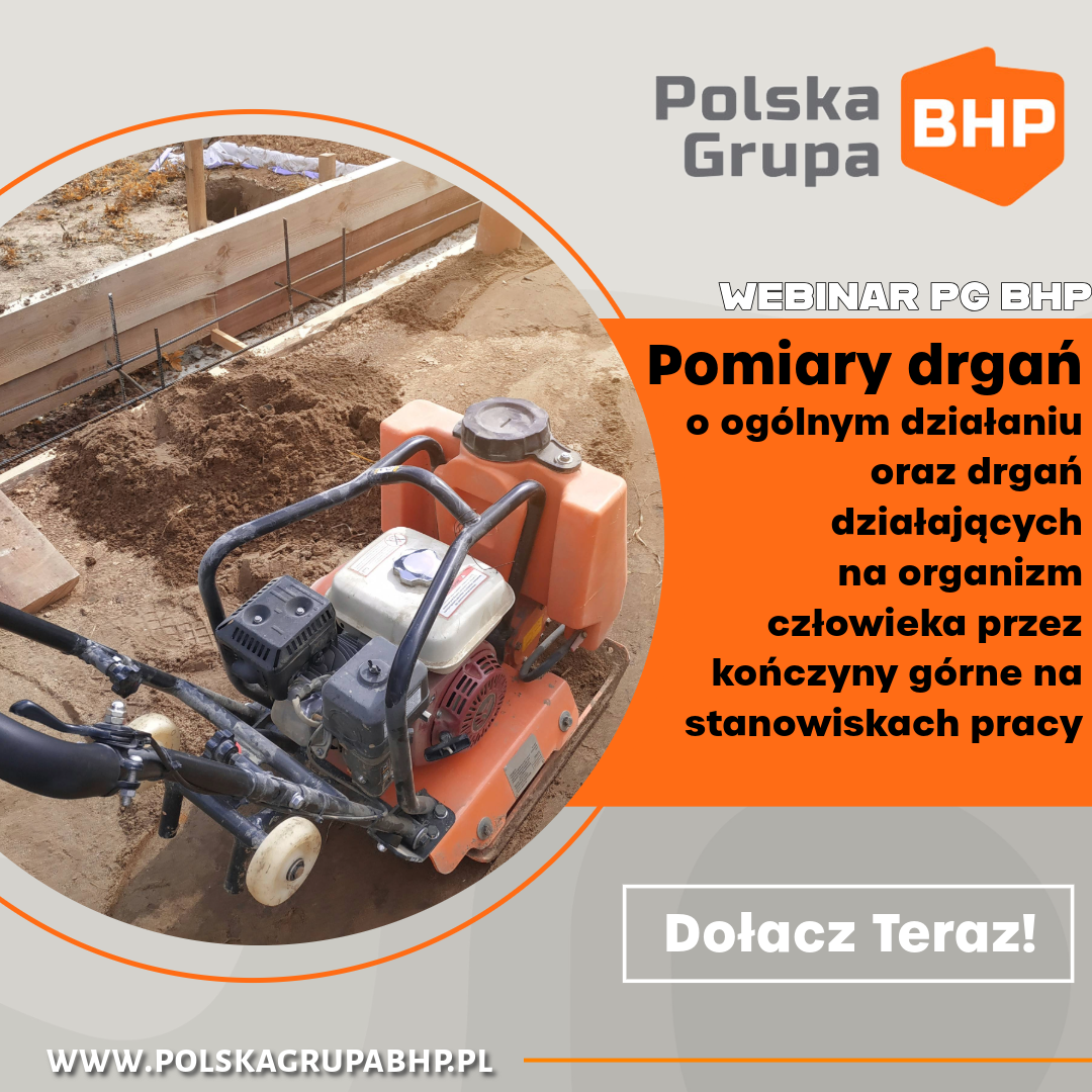 Pomiary drgań o ogólnym działaniu oraz drgań działających na organizm człowieka przez kończyny górne na stanowiskach pracy.
